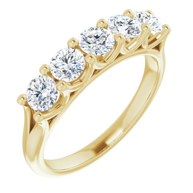 1.00 ct. Round Cut Diamond Wedding Band 5 Stone Anniversary Ring-VIRABYANI